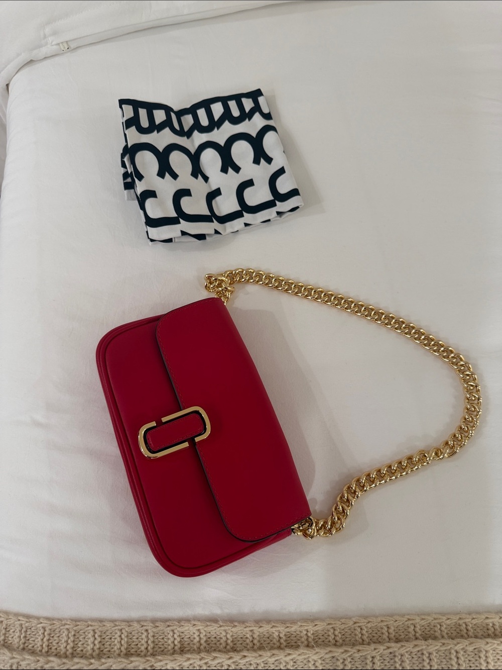 Marc Jacobs Red Shoulder Bag with Gold Chain